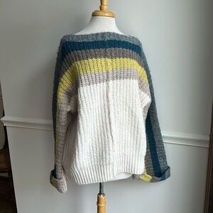 Anthropologie Blue and Yellow Striped Sweater